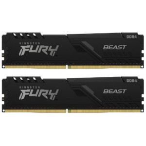 64GB (Kit of 2*32GB) DDR4-2666  Kingston FURY® Beast DDR4, PC21300, CL16, 1Gx8, 1.2V, Auto-overclocking, Asymmetric BLACK low-profile heat spreader, Intel XMP Ready (Extreme Memory Profiles)