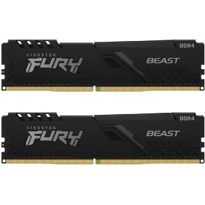 16GB (Kit of 2*8GB) DDR4-3600 Kingston FURY® Beast DDR4 RGB, PC28800, CL17, 1.35V, Auto-overclocking, Dynamic RGB effects featuring Kingston FURY Infrared Sync technology, Asymmetric BLACK low-profile heat spreader, Intel XMP Ready (Extreme Memory Profi