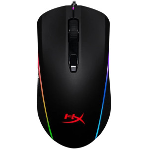 HYPERX Pulsefire SURGE Gaming Mouse, Black, 200–16000 DPI, 4 DPI presets, Pixart 3389 sensor, Light ring provides dynamic 360° RGB effects, 6 x button mouse with ultra-responsive Omron switches, USB,  130g