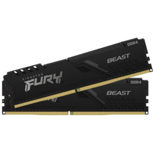 32GB (Kit of 2*16GB) DDR4-2666 Kingston FURY® Beast DDR4, PC21300, CL16, 1Gx8, 1.2V, Auto-overclocking, Asymmetric BLACK low-profile heat spreader, Intel XMP Ready (Extreme Memory Profiles)