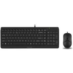 Keyboard & Mouse A4Tech F1512, Laser Engraving, Splash Proof, 1200 dpi, 3 buttons, Black, USB