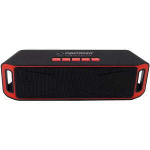 Esperanza FOLK EP126KR, Bluetooth Portable Speaker, power: 6W (2 x 3W), Black/Red, Built-in FM Radio, Bluetooth profiles: A2DP, AVRCP, HFP, HSP, Bluetooth version: 3.0, Built in USB port and TFT (microSD) card slot for MP3/MP4 playing, Operating distance:
