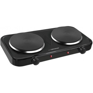 Electric Hot Plate Esperanza COTOPAXI EKH010K (EKH004K) Black, 2000W (1x1000W, 1x1000W), 5 temperature degrees thermostatic protection against overheating The indicator light (on / off) Heat-resistant surface materials 2 heating plates