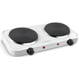 Electric Hot Plate Esperanza COTOPAXI EKH010W (EKH004W) White, 2000W (1x1000W, 1x1000W), 5 temperature degrees thermostatic protection against overheating The indicator light (on / off) Heat-resistant surface materials 2 heating plates