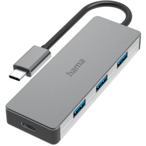 Hama 200105 USB-C Hub, 4 Ports, USB 3.2 Gen 2, 10 Gbit/s, alu