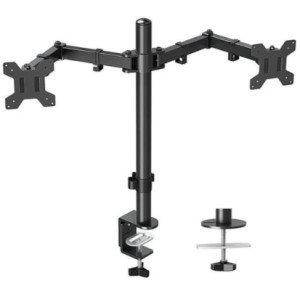 Hama 118491 Monitor Holder, 2 Monitors, Height-adjustable, Swivel/Tilt, 13" - 32"