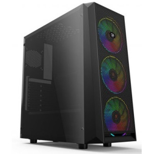 2E GAMING Computer case OBERON (GX912) MidT, 1xUSB2.0, 1xUSB 3.0, 3x120мм RGB, акрил (боковая панель), без БП, черный БП,черный