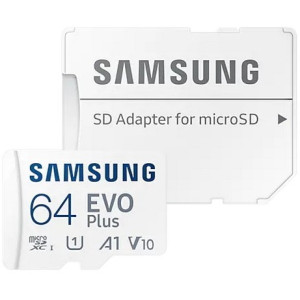 .64GB MicroSD (Class 10). UHS-I (U1)+SD adapter, Samsung EVO Plus MB-MC64KA (R:130MB/s )