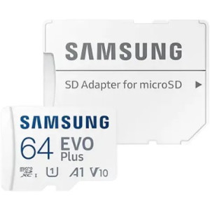 .64GB MicroSD (Class 10). UHS-I (U1)+SD adapter, Samsung EVO Plus MB-MC64KA ( R:130MB/s)