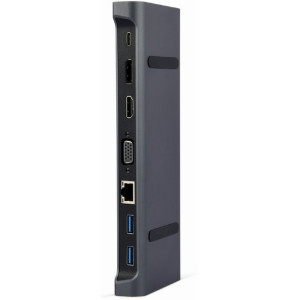 Docking Station Gembird A-CM-COMBO9-02, 3xUSB 3.1, Type-C, HDMI, DP, VGA, LAN, 3.5mm, PD 87W