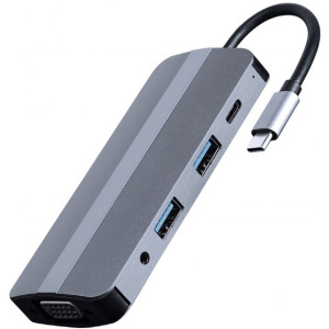 Docking Station Gembird A-CM-COMBO8-02, USB 3.1, USB 2.0, HDMI, VGA, 3.5mm, SD/MicroSD, PD 87W