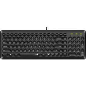 Keyboard Genius SlimStar Q200, Low-profile, Slim Round Key, Fn Keys, Black, USB