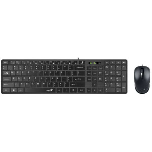 Keyboard & Mouse Genius SlimStar C126, Chocolate keys, Brushed metal look, Fn keys, Black, USB