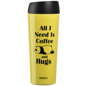 Термочашка Ardesto Coffee time Panda 450 мл, желтый, нержавеющая сталь