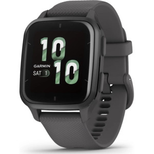 Garmin Venu Sq 2 Music Edition, Slate Bezel with Black Case and Silicone Band