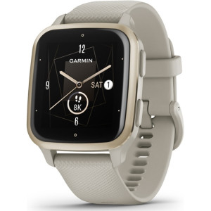 Garmin Venu Sq 2 Music Edition, Cream Gold Bezel with French Gray Case and Silicone Band