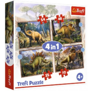 Trefl 34383 Puzzles 4In1 Interesting Dinosaurs