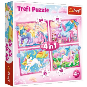 Trefl 34389 Puzzles 4In1 Unicorns And Magic