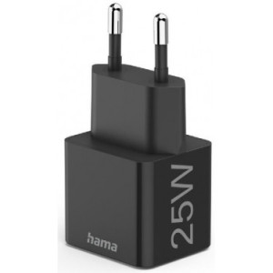 Hama Fast Charger, USB-C, PD/Qualcomm®, Mini-Charger, 25 W, black