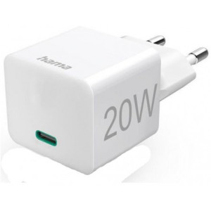 Hama Fast Charger, USB-C, PD/Qualcomm®, Mini-Charger, 20 W, white