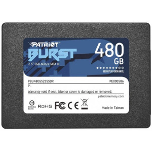 2.5" SSD 480GB Patriot Burst Elite, SATAIII, Sequential Read: 450MB/s, Sequential Write: 320MB/s, 4K Random Read: 40K IOPS, 4K Random Write: 40K IOPS, SMART ZIP, TRIM, 7mm, TBW: up to 200TB, Phison S11 Controller, 3D NAND TLC