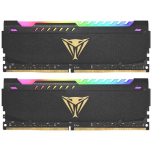 32GB (Kit of 2x16GB) RGB DDR4-3200  VIPER (by Patriot) STEEL Performance RGB Sync, Dual-Channel Kit, PC25600, CL18, 1.35V, Custom Design Aluminum HeatShiled, 5 Customizable Lightning Zones, Intel XMP 2.0 Support, Black w/ Golden Viper Logo