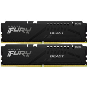64GB (Kit of 2*32GB) DDR5-5200 Kingston FURY® Beast DDR5, PC41600, CL40, 2Rx8, 1.25V, Auto-overclocking, Asymmetric BLACK low-profile heat spreader, Intel XMP 3.0 Ready (Extreme Memory Profiles)