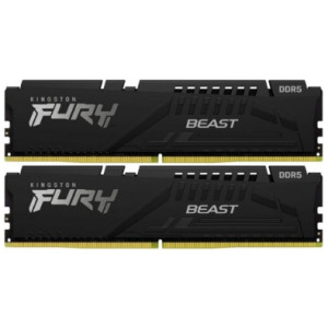 64GB (Kit of 2*32GB) DDR5-5600  Kingston FURY® Beast DDR5, PC44800, CL40, 2Rx8, 1.25V, Auto-overclocking, Asymmetric BLACK low-profile heat spreader, Intel XMP 3.0 Ready (Extreme Memory Profiles)