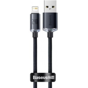 Cable USB - Lightning, 2.4A, 1.2m, Baseus Crystal Shine Black  CAJY000001