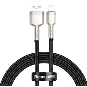 Cable USB - Lightning, 2.4A, 1m, Baseus Cafule Metal Black  CALJK-A01