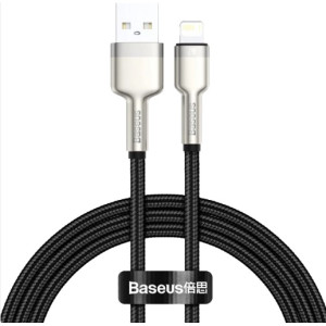 Cable USB - Lightning, 2.4A, 1m, Baseus Cafule Metal Black  CALJK-A01