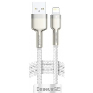 Cable USB - Lightning, 2.4A, 2m, Baseus Cafule Metal White  CALJK-B02