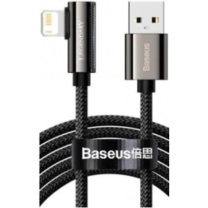 Cable USB - Lightning, Braided, 2.4A, 1m, 90°, Baseus Legend Elbow Black  CALCS-01
