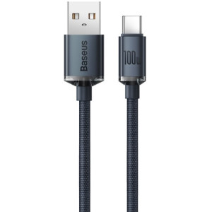 Cable USB - Type-C, Braided, 100W, 1.2m, Baseus Crystal Shine Black CAJY000401