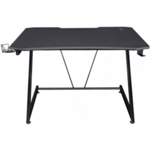 Trust Gaming Desk GXT 711X Dominus,120 cm desk width with fine textured surface, Steel frame, high-quality 18mm MDF desk top and height-adjustable feet, cup holder, headset holder