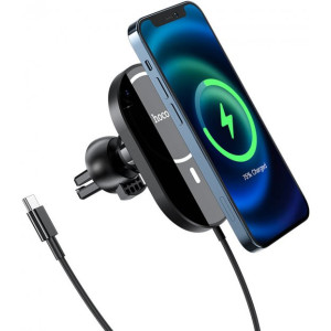 HOCO CA90 Powerful magnetic wireless charging car holder Black