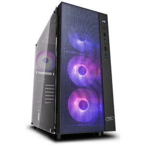 DEEPCOOL MATREXX 55 MESH ADD-RGB 4F ATX Case, with Side-Window (full sized 4mm thickness), Tempered Glass Side Panel, without PSU, Pre-installed: 4x A-RGB 120mm Fans, Mesh front panel with dust filter, Tool-less, PSU Shroud,  2x3.5" Bays / 4x2.5" Bays
