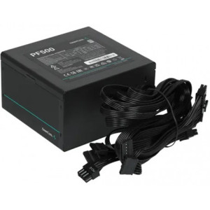 PSU DEEPCOOL PF500, 500W, ATX12V V2.4, 80 PLUS®, Active PFC+Double tube forward, Silent 120mm Hydro Bearing, Flat Black Cables, +12V (40A), 20+4 Pin, 1xCPU(4+4Pin), 6x SATA, 2xPCI-E(6+2pin), 2x Peripheral, OPP/OVP/SCP, ErP 2010, Black