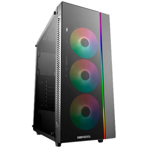 DEEPCOOL MATREXX 55 V3 ADD-RGB 3F ATX Case, with Side-Window (full sized 4mm thickness), Tempered Glass Side & Front panel, without PSU, Tool-less, Pre-installed: 1x A-RGB LED Strip, 3x A-RGB 120mm fans, PSU Shroud, Cable management, 1xUSB3.0, 2xUSB2.0,