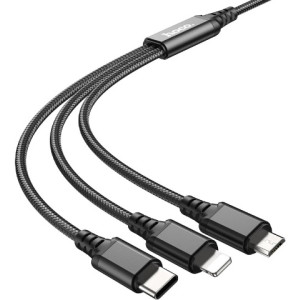 HOCO X76 3-in-1 Super charging cable(Lightning/Type-C/Micro) Black
