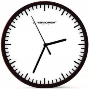Clock Wall Esperanza BUDAPEST  EHC010W White,  20 cm, plastic frame, Quiet movement, hook for easy installation, Power: 1x AA battery (not included)
