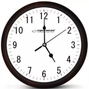 Clock Wall Esperanza LOS ANGELES  EHC015W White,  30 cm, plastic frame, Quiet movement, hook for easy installation, Power: 1x AA battery (not included)