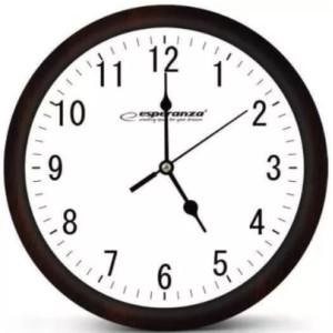 Clock Wall Esperanza LOS ANGELES EHC015W White, 30 cm, plastic frame, Quiet movement, hook for easy installation, Power: 1x AA battery (not included)