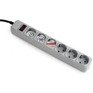 Surge  Protector Gembird SPG6-B-6C, 6 Sockets, 1.8m, up to 250V AC, 16 A, safety class IP20, Grey