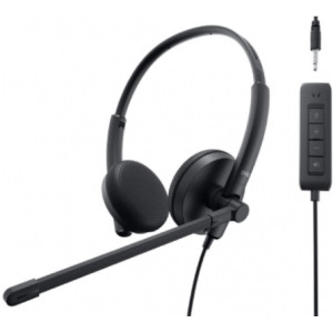 Dell Stereo Headset WH1022 (520-AAVV), USB -A / 3.5mm Stereo Jack Connetctivity Noise-Canceling Mic, Adjustable Mic 150 Hz–7 kHz, LED Lights Call Indicator, Sound/Mic Mute, Volume +/-, Cable Length 2.9m, Earpad Material Leatherette.