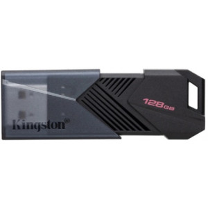 128GB USB3.2  Kingston DataTraveler Exodia Onyx Black, Moving cap design, Sleek matte black casing, Key ring (Read 100 MByte/s, Write 12 MByte/s)