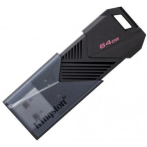 64GB USB3.2 Kingston DataTraveler Exodia Onyx Black, Moving cap design, Sleek matte black casing, Key ring (Read 100 MByte/s, Write 12 MByte/s)