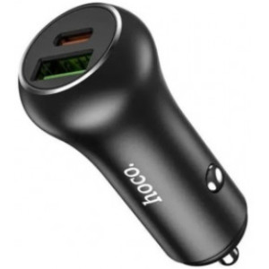 USB Car Charger - HOCO Z38 Resolute, 1 x USB + 1 x USB-C charger, USB-A: 18W / USB-C: 20W, Total output: 38W, up to PD3.0 / QC3.0, Black