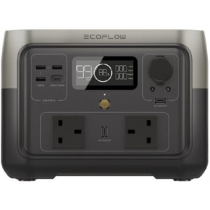 EcoFlow RIVER 2 MAX Portable Power Station, Capacity: 512Wh, AC Output: 500W total (surge 600W), Number outlets 11 (4 AC outlets, 3 USB-A, USB-C, 2 DC 5521 Output, Car Power Output: 126W Max), Mobile App, Net Weight: 6.1kg, Dimension: 27x 26x 19.6cm, Char