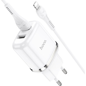HOCO N4 Aspiring dual port charger set for Lightning White
